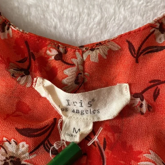 Orange sleeveless floral crop top (M) - Picture 4 of 6